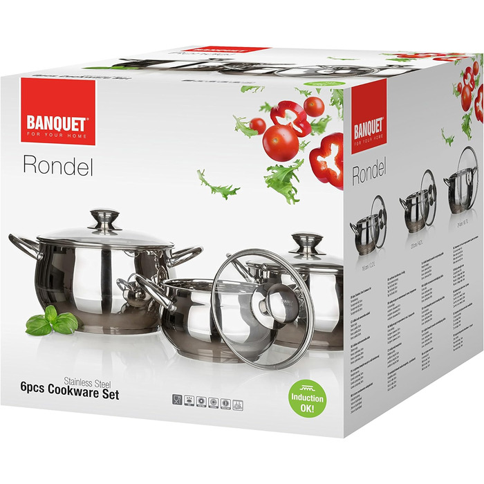 Набір посуду Banquet Rondel з нержавіючої сталі, сріблястий, 28x29x27,5 см