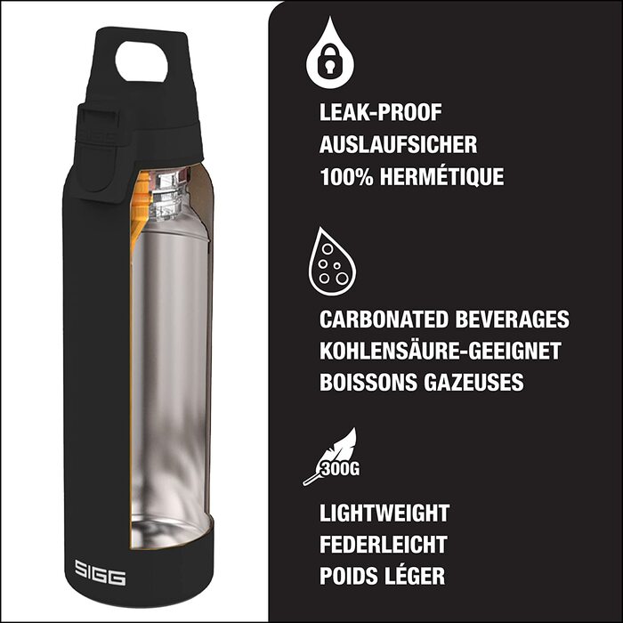 Термос-пляшка SIGG Hot & Cold One з ситечком, нержавіюча сталь 0,55 л, чорна, ізольована, герметична, BPA-free