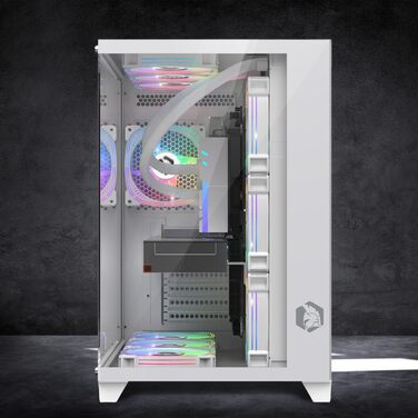 Ігровий корпус для ПК EMPIRE GAMING CL-242 (2024), ARGB, Mid Tower, ATX/Micro-ATX/ITX, 7 вентиляторів 120 мм, 5V LED, MB Sync, білий