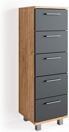 Шафа для ванної Vicco Ilias, дуб/антрацит, 30x95 см, Goldkraft