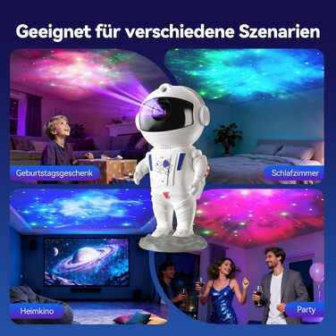 Проектор зоряного неба TechRise Astronaut: LED нічник з ефектом космосу, таймером та дистанційним керуванням, білий