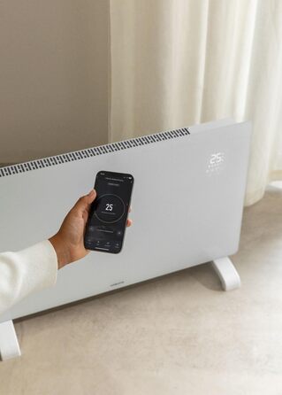 Електричний конвектор з Wi-Fi 2000 Вт, скляний, білий, LED-екран