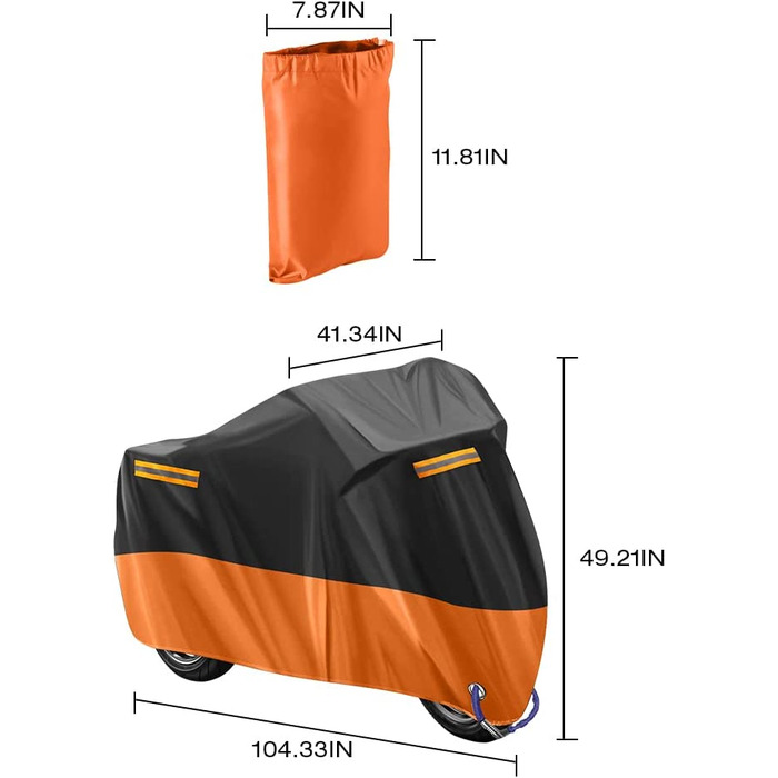 Мотоциклетний чохол водонепроникний 210D Oxford для Harley-Davidson, Honda, Suzuki, Kawasaki, Yamaha, антипиловий, захист від подряпин, для вулиці, 2XL (245×105×125 см), помаранчевий