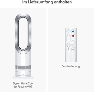 Вентилятор без лопатей Dyson Cool AM07: Потужний, тихий, з пультом, 10 швидкостей, поворот 70°