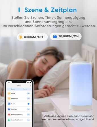 Розумна WiFi настільна лампа Meross LED RGBWW, сенсорне керування, матово-біла