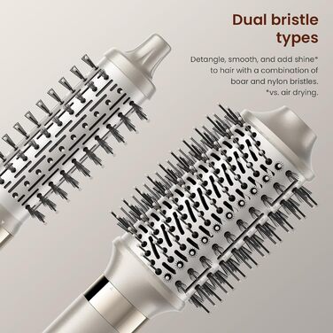 MESCOMB 5-в-1 Airstyler та Hairstyler: Фен-щітка з іонізацією, автоматичний локонів та об'ємна щітка – Швидке сушіння, укладка для локонів, об'єму та вирівнювання без пошкоджень | Легкий та ідеальний для дому, колір шампань-золото
