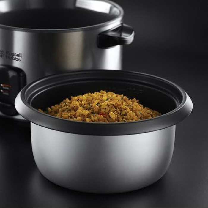Рисівварка Russell Hobbs 1.8л з функцією пароварки, нержавіюча сталь, скляна кришка, антипригарне покриття, ложка та мірний стакан