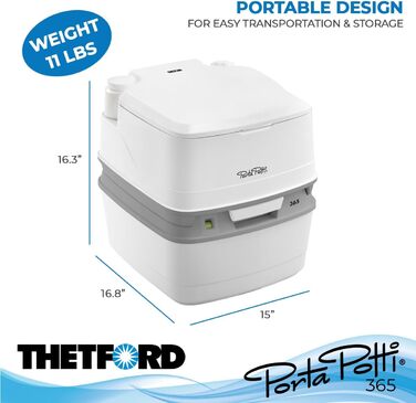 Переносний туалет Thetford Porta Potti 365 Qube, білий, 414 x 383 x 427 мм
