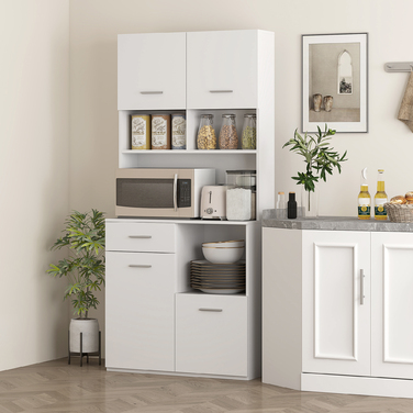 Буфет-шафа з ящиком, з плавним закриванням дверей, 80 x 35 x 180 см, білий