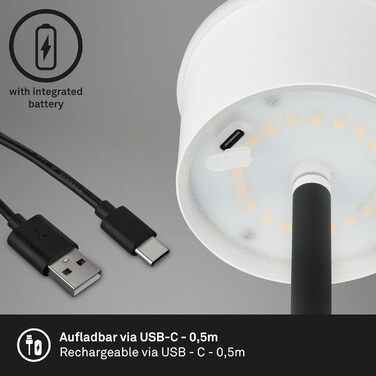 BRILONER – LED акумуляторний торшер 3 в 1, ступінчасте затемнення, сенсорне керування, бездротова, чорна, для вулиці