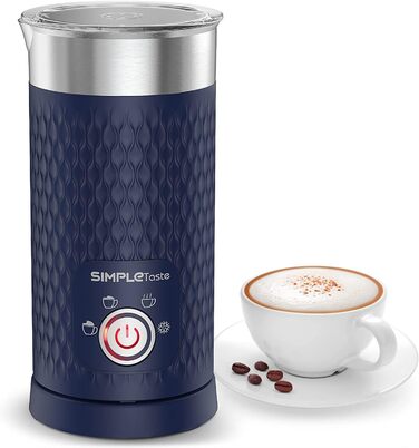 Електричний спінювач молока SIMPLETaste 4-в-1: спінювач, нагрівач молока, для капучино, лате, макіато (блакитний)