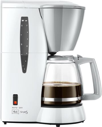 Кавоварка фільтраційна Melitta Single5 на 5 чашок, біла, з глечиком та захистом від крапель