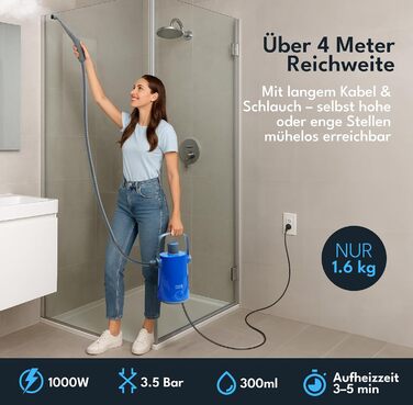 Електричний пароочисник LEBENLANG - 3,5 Bar, 1000W, 12 аксесуарів | Для дому, ванної кімнати, авто та вікон