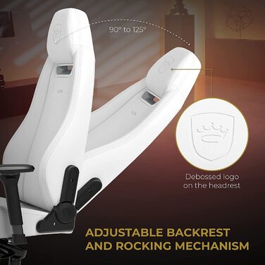 Ігрове крісло noblechairs Legend, біле, екошкіра, 4D підлокітники, до 150 кг