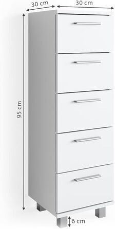 Пенал для ванної Vicco Ilias, білий, 30x95 см