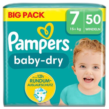 Підгузки Pampers Baby Dry розмір 7 (17+ кг), 50 шт, одноразові