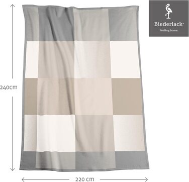 М'яка пледи-ковдра biederlack® Across Beige XXL, великий плед для дивана 220x240 см, бежевий
