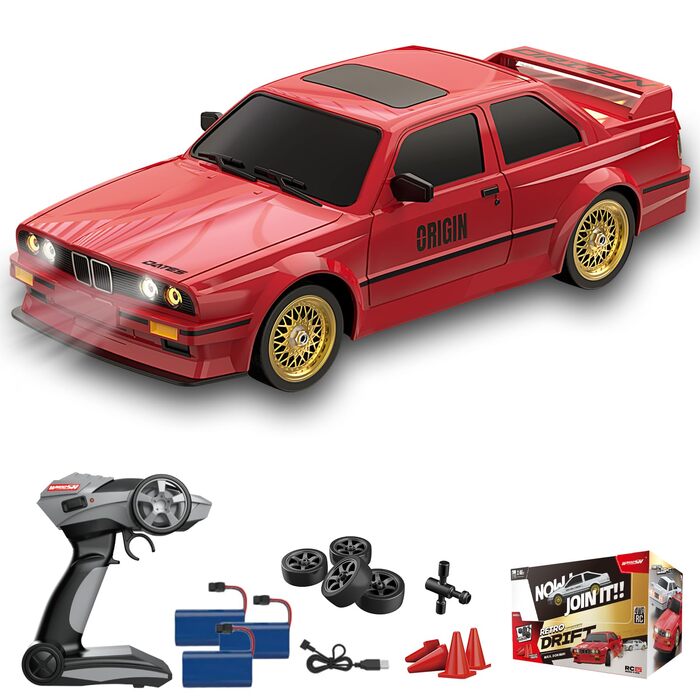RC Дрифт-кар Drift Auto 1:16, 2.4 GHz, 30 км/год, 4WD, LED підсвічування, червоний, з акумулятором