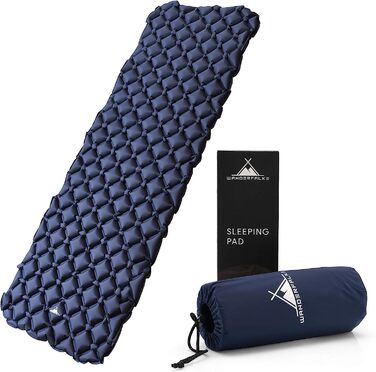 WANDERFALKE® Надлегкий надувний килимок XL 66 см — туристичний матрац компактний для кемпінгу, походів, велотуризму