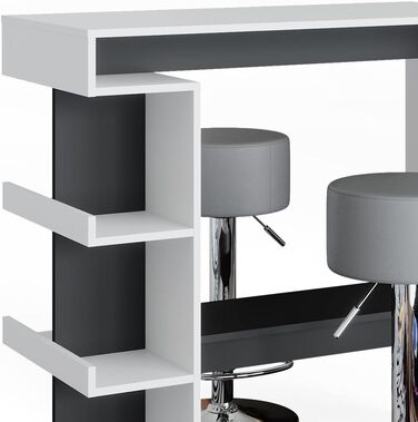Барний стіл Vicco Dana з двома стільцями, білий/антрацит, 108x50 см