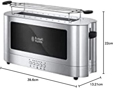Тостер Russell Hobbs Elegance Glas/Нержавіюча сталь - 2 слоти, розморожування, підігрів, 6 режимів