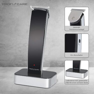 Машинка для стрижки волосся та бороди ProfiCare PC-HSM/R 3051, нержавіюча сталь, 5 довжин, чорна/срібляста, Direct Drive