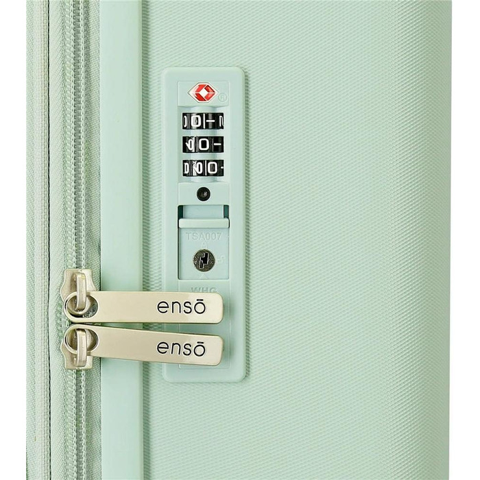 Кабінний чемодан Enso Annie Green 40x55x20 см, жорсткий ABS, TSA-замок, 37 л, 4 подвійні колеса, м'ятний, ручна поклажа