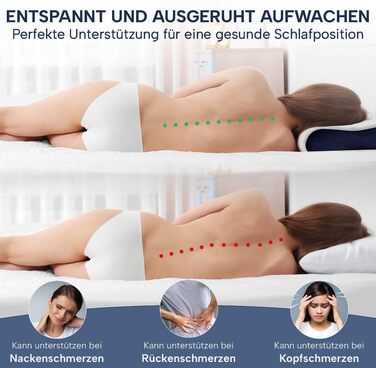 Ортопедична подушка для шиї з піною Memory Foam 70x40 см для тих, хто спить на боці та на спині. Підтримка шийного відділу хребта.