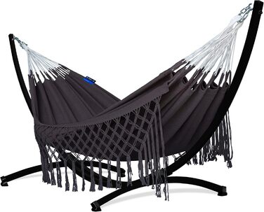 Двомісний гамак Potenza Medelin Boho з каркасом, 100% бавовна, 230x160 см, до 200 кг, для вулиці, подвійний, стійкий до погодних умов