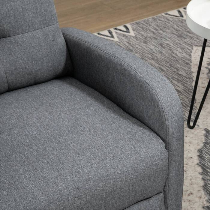 HOMCOM Recliner, Телевізор з функцією відкидання, Крісло для телевізора з білизною, М'яке крісло з пружинами-кишенями, Крісло вантажопідйомністю до 150 кг для вітальні, Grey