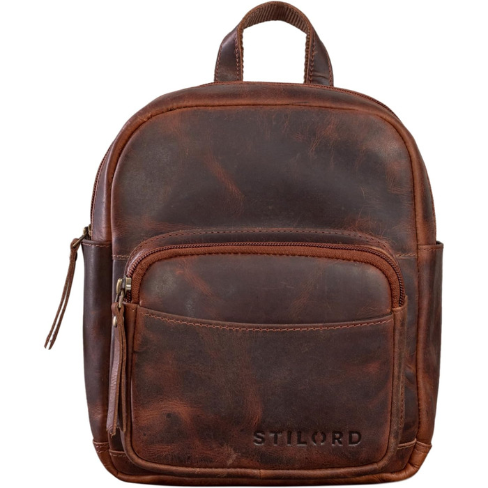 Жіночий міні-рюкзак STILORD Gerda з натуральної шкіри, вінтажний міський daypack, компактний стильний рюкзак для міста, колір: коньяк (Porto), преміум якість