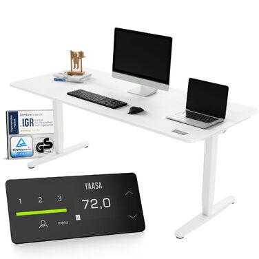 Ергономічний електричний стіл Yaasa Desk Pro 180x80 см білий - регульована висота, стільниця мультиплекс, вантажопідйомність 120 кг