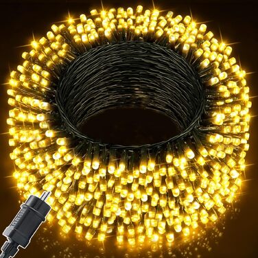 Світлодіодна гірлянда вулична та внутрішня 80м 800LED, теплий білий колір, 8 режимів роботи, таймер, водонепроникна IP44 для саду, балкона та кемпінгу