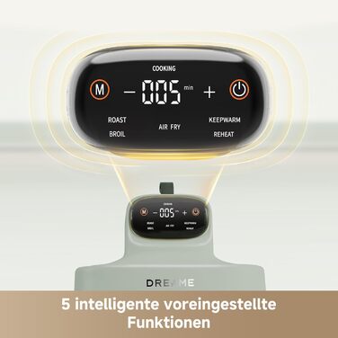 Фритюрниця Dreame Tasti AirFryer 5-в-1 з скляною чашею, 2.5L + 4.5L, 3D-конвекція, сенсорний дисплей, для дому та подорожей