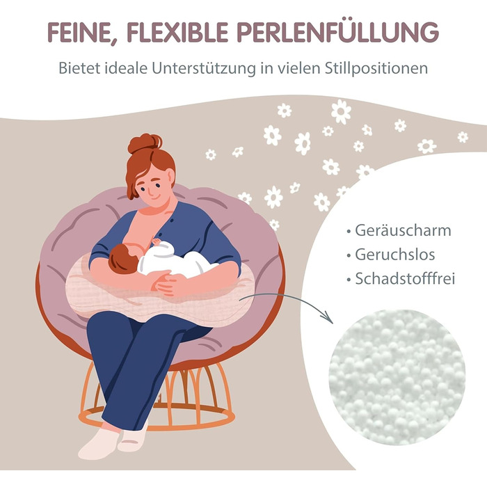 Подушка для вагітних та годування Theraline Dodo Pillow Premium 180 см, мусліновий чохол (100% бавовна), колір: димчасто-сірий