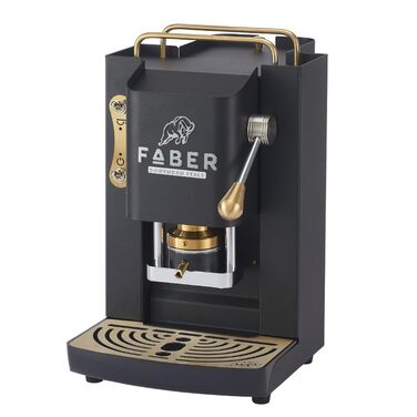 Кавомашина FABER Deluxe 3.0 ESE 44мм, чорна: професійна кавоварка з електроклапаном, скляним резервуаром 1л та латунним пресом для кавових таблеток