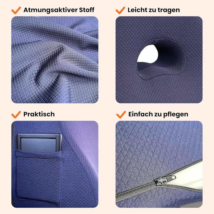 Подушка для спини та попереку з піни Memory Foam для ліжка та дивана – трикутна ортопедична подушка синього кольору