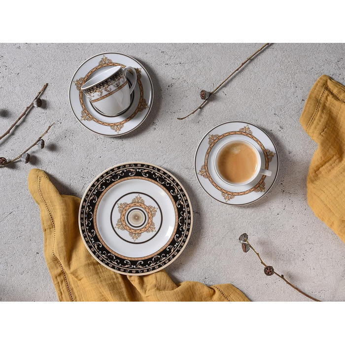 Кавовий сервіз Creatable Majestosa, 18 предметів, порцеляна, чорний, 42x25x20 см