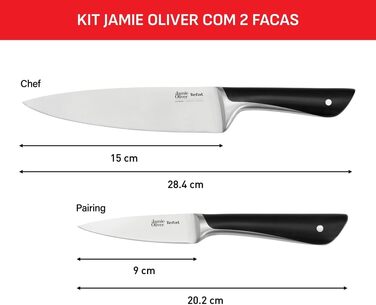 Набір кухонних ножів Jamie Oliver by Tefal з підставкою, 6 предметів, сталь з криозагартуванням, блок з акації, коричневий, K267S556