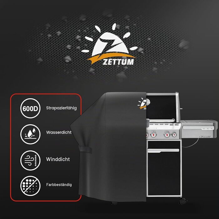 Водонепроникний захисний чохол для гриля Zettum (208x68x127 см) для Weber Summit 600, Genesis 600, Char-Broil, Nexgrill, Dyna-glo, PU матеріал, Heavy Duty