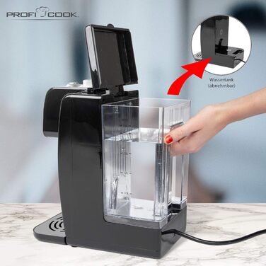 Диспенсер для гарячої води ProfiCook PC-HWS 1145, корпус з нержавіючої сталі, гаряча вода одним натисканням кнопки приблизно за 3 секунди, LED-дисплей із сенсорним керуванням, 2600 Вт (резервуар для води 2,2 літра)