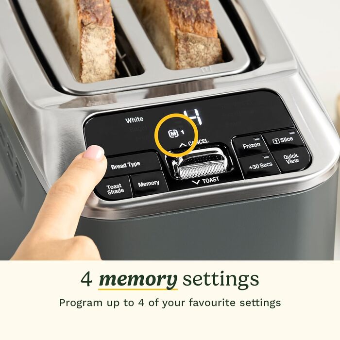 Тостер Cuisinart Smart Elite 2-слотовий сірий (+30 насадок) для хліба ручної роботи, з функцією пам'яті, підйому та розморожування