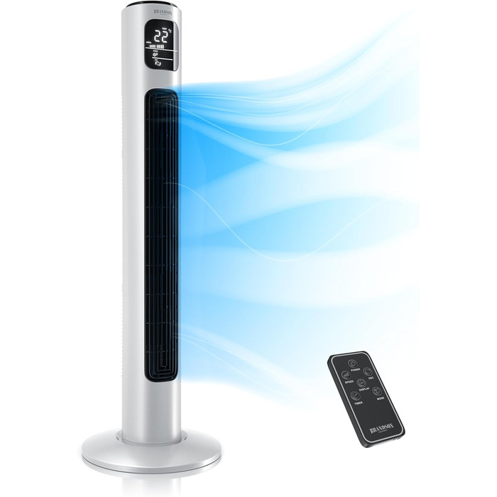 Brandson Турмовентилятор з водяним охолодженням, Wi-Fi, Alexa, дуже тихий, ECO GREEN, 12 швидкостей, сенсорне керування, мобільний кондиціонер, повітроохолоджувач з осциляцією