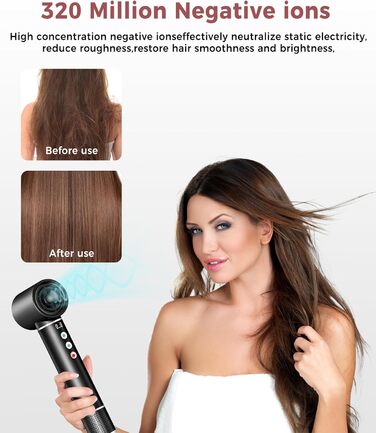 Air Styler 5 в 1 з іонізацією: Фен-щітка, випрямляч, авто-завивка 110 000 RPM, швидке сушіння, чорний