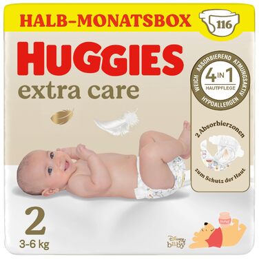 Дитячі підгузки Huggies Newborn для новонароджених, розмір 2, 116 шт. (2x58)