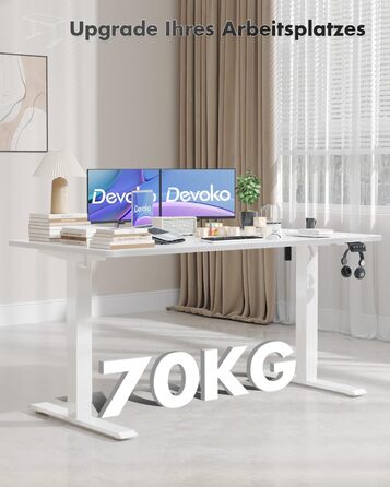 Електричний стіл Devoko, регульований по висоті, офісний комп'ютерний стіл зі стільницею 120х60 см, пам'ять позицій, білий