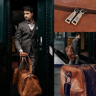 Шкіряна дорожня сумка Berliner Bags Oslo, 45л, коричнева, з 2 зовнішніми кишенями, для чоловіків і жінок
