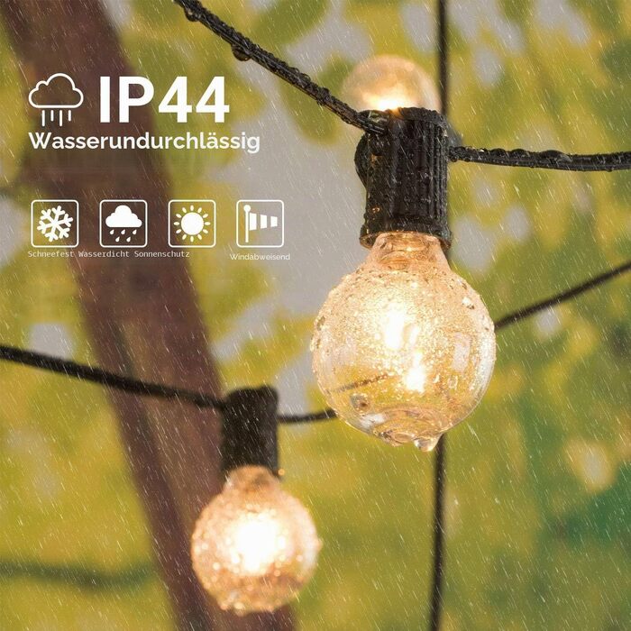 Гірлянда вулична LED Avoalre з таймером, 33 лампи G40, тепла біла, IP44, 21м - для саду, тераси, свят