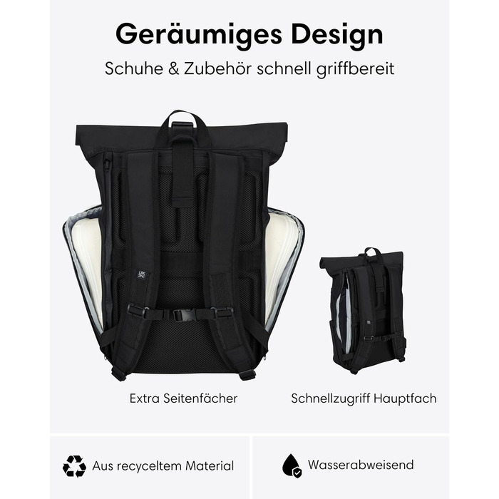 Рюкзак LARKSON No 4 Rolltop 21 л для жінок і чоловіків, з відділенням для ноутбука 16'', для університету, роботи та велосипеда, дорожній рюкзак з кріпленням на валізу
