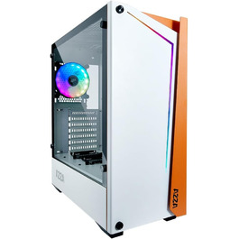 Корпус для ПК Azza Apollo 430W-DF2, білий/помаранчевий, загартоване скло, ATX Mid-Tower